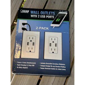 Wall Outlets With 2 USB Ports 2-Pack Tamper Resistant Rapid Charging 3.4 Amp UL